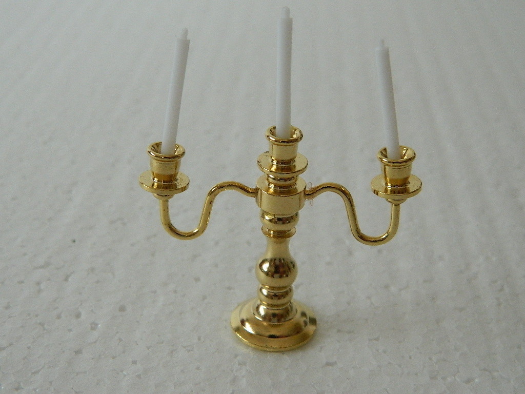 (M5.9 1/12th scale  DOLLS HOUSE CANDELABRA WITH THREE CANDLES