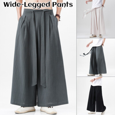 Chinese Harajuku Casual Pants Solid Long Loose Wide Leg Trousers Streetwear New