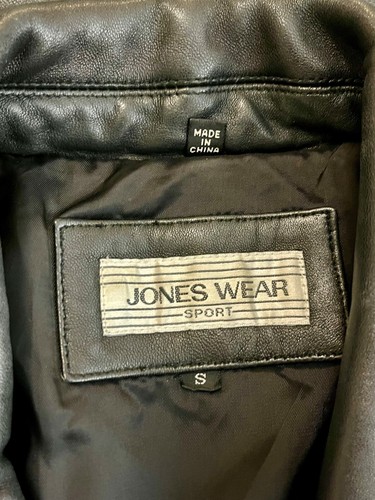 Giacca vintage anni 90 pelle nera JONES NEW YORK zip davanti con cuciture su misura Sm - Foto 16 di 16