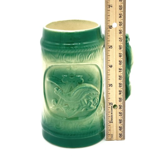 Vintage 1950s Budweiser Green Beer Mug King Of Beers 6 1/8 Inch Read - Picture 8 of 11