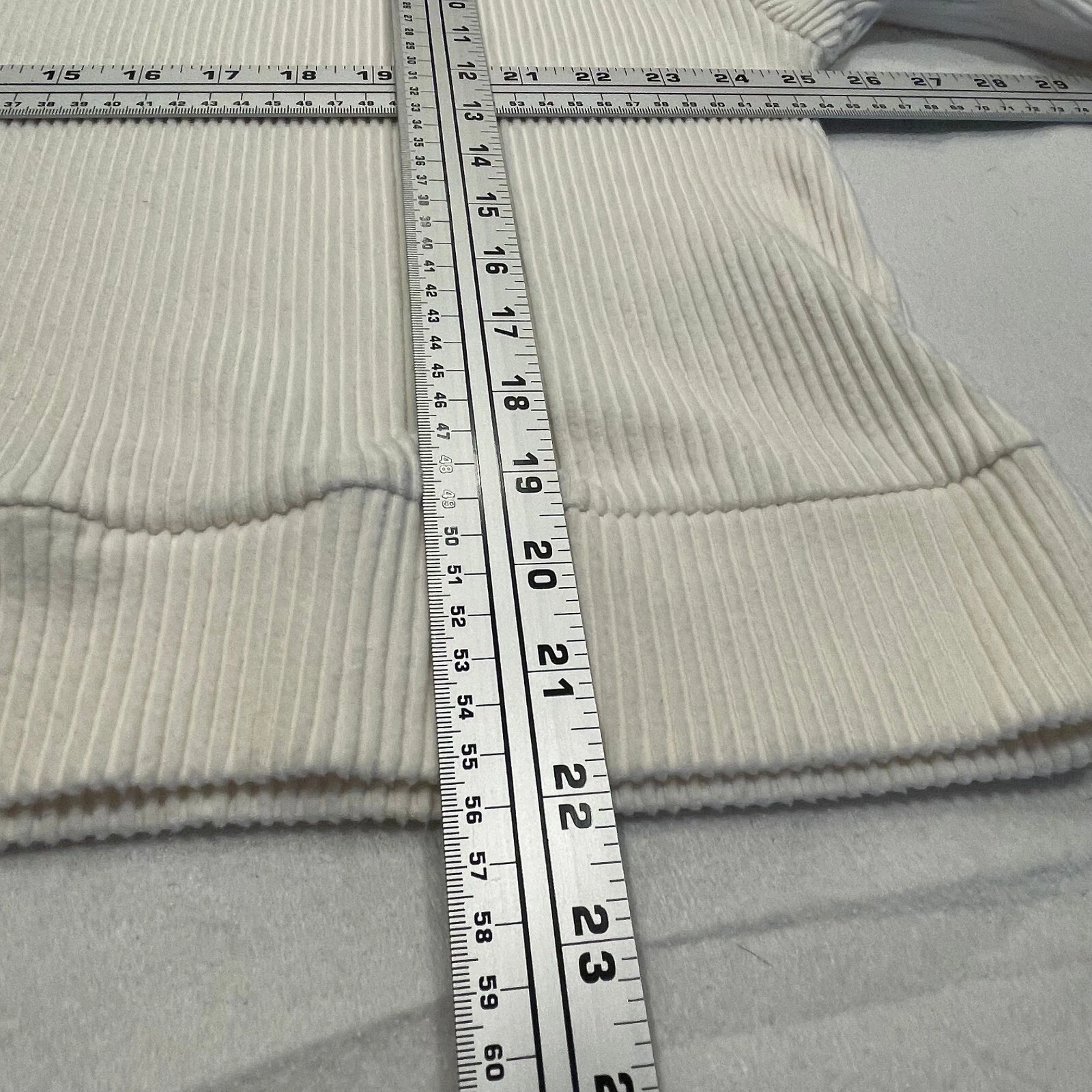 OFF WHITE Felpa donna GAP taglia XL accogliente con cappuccio a costine manica lunga pullover avorio gelo