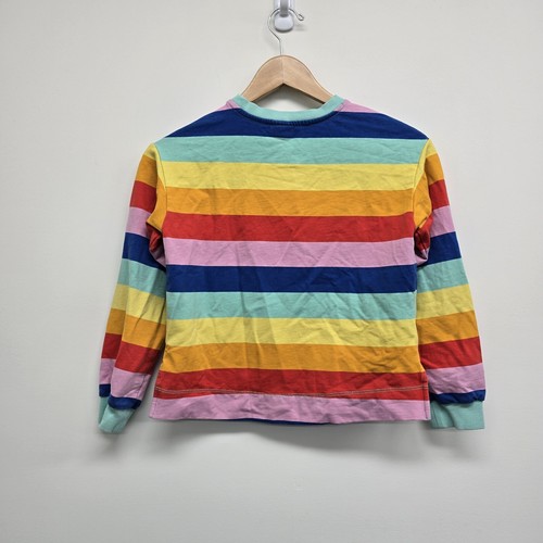 Hanna Andersson Rainbow Stripe French Terry Sweatshirt Girls 10 140 Cotton - Picture 2 of 7