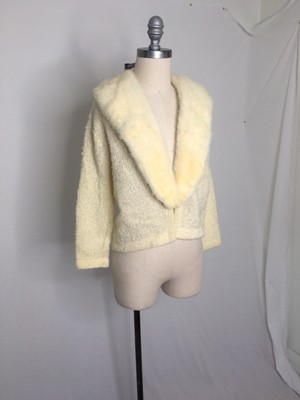 Vintage 50s Brownie White Mink Cardigan 