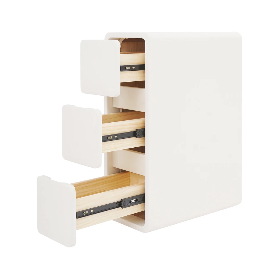 Nightstand Off-white Bedside Table with Drawers Small Narrow Nightstand - Image 4 of 4