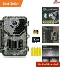Versatile Trail Camera - 4K Night Vision & Easy Setup for Wildlife Monitoring