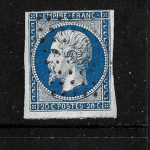 FRANKREICH 1853 (Imperf) Kaiserreich NAPOLEON 20c. Blauer 3 Rand SG 51 - fein gebraucht (#3) - Bild 1 von 1