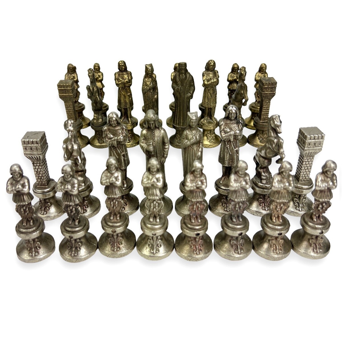 【中古】BRIESTA（ブリエスタ）5個セット Vintage Florentine Rennaissance CHESS SET Cast Metal Pieces Pewter
