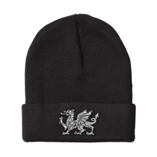 Beanies for Men White Welsh Dragon Embroidery Flags Winter Hats Women Skull Cap