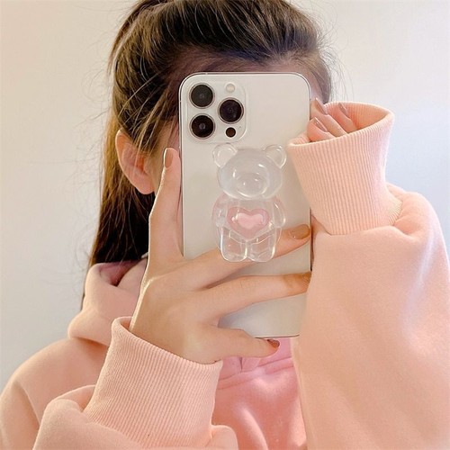 3D Cute Colorful Heart Crystal Bear Grip Phone Holder Lovely Support Bracket - Zdjęcie 8 z 18