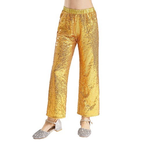 Kids Girls Pants School Trousers Sequin Dance Jazz Bottoms Sparkling Sequins - Picture 15 of 76