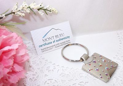 Key Ring / Purse Charm BOREALIS Mont Bleu  Swarovski Elements Crystal Gift Box 