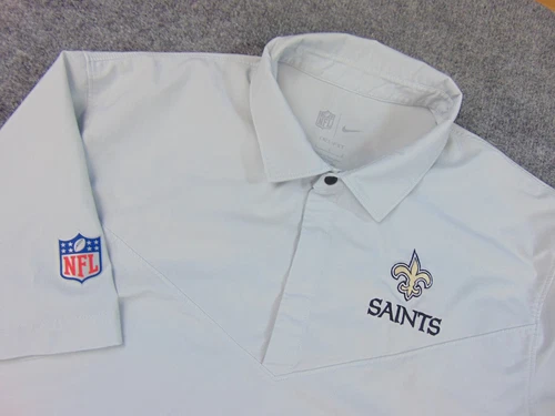 New Orleans Saints Nike Polo Mens Large White Solid Dri-Fit NFL Football