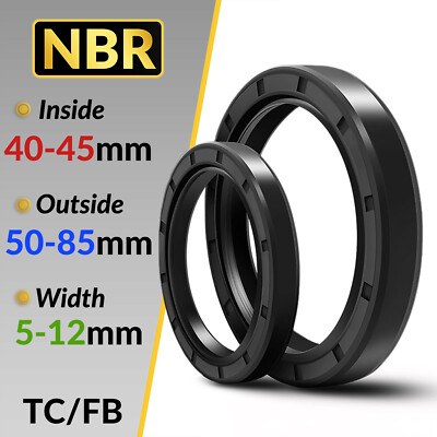 Metric NBR Oil Shaft Seal Dust Grease Seal TC Double Lip w/ Spring ID 40-45mm