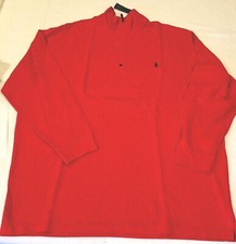 NEW Polo Ralph Lauren 2XLT light red half zip sweater navy blue pony logo