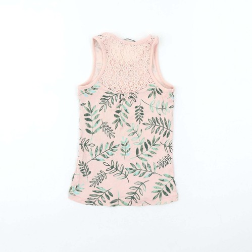 George Girls Pink Geometric 100% Cotton Basic Tank Size 7-8 Years Scoop Neck Pul - Picture 2 of 12