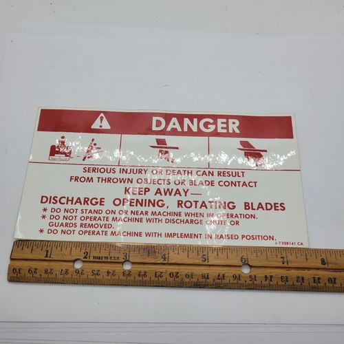 Jacobsen 338141 Danger Warning Decal 72" Rotary Mower Genuine OEM NOS - Picture 8 of 10