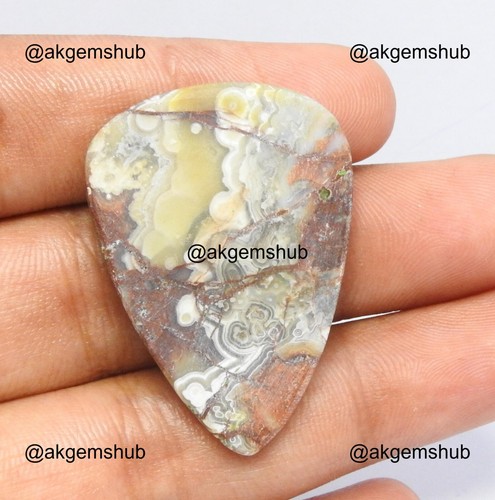 34.00 Cts Natural Crazy Lace Agate Pear Semiprecious Cabochon 36x26x4 mm - Picture 3 of 8