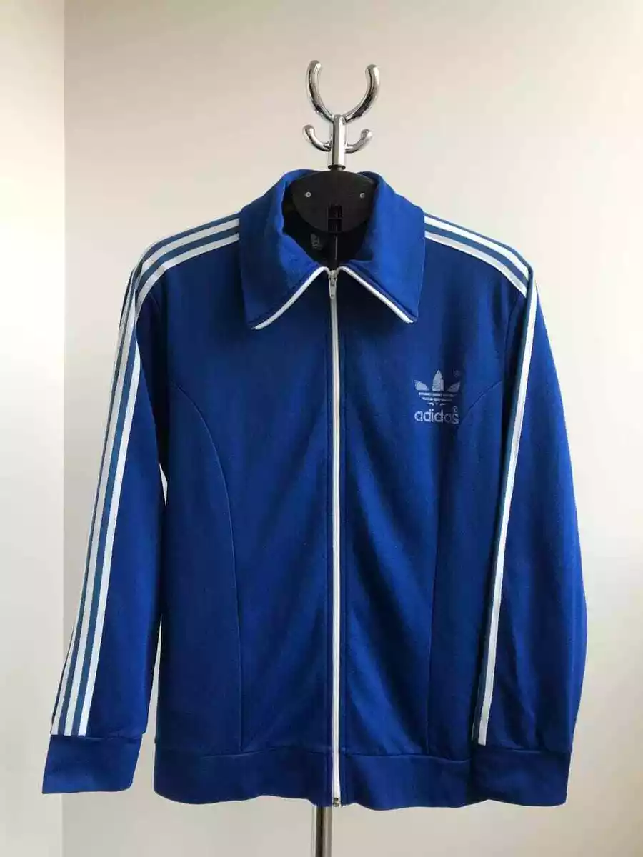 ADIDAS VTG VINTAGE 80s 90s FULL ZIP TRACK SUIT TOP JACKET MADE IN HONG KONG  MENS