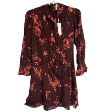 New Reformation Petites Sunna Long Sleeve Mini Floral Dress