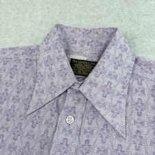 Vintage Sears Shirt Mens 15.5 Purple Geometric 60s 70s Perma Prest Made in Japan