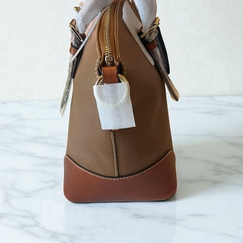 NEU Dooney & Bourke gewölbte Umhängetasche Tasche karamellfarben genarbtes Leder Griff & Riemen - Bild 10 von 18