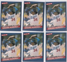 1986 DONRUSS FERNANDO VALENZUELA #215  DODGERS * 6 CARD LOT * BREAK FACTORY SETS