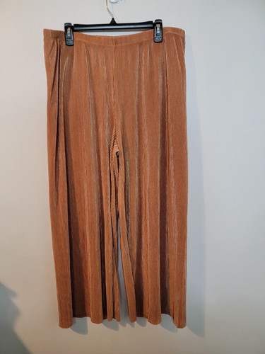 Pantaloni palazzo Joan River donna Petite tinta unita fisarmonica pieghe sabbia PXL - Foto 1 di 7