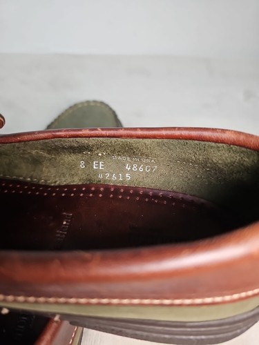 Allen Edmonds Westland Halbschuhe Herren 8 EE Grün Braun Leder Mokassinnaht Slipper - Bild 10 von 11