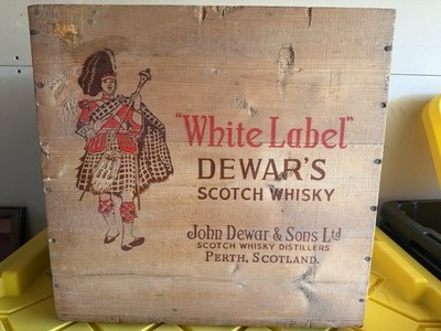 Vintage Dewars White Label Scotch Whisky 15.25'' Wood Wooden Box Case Crate -RARE
