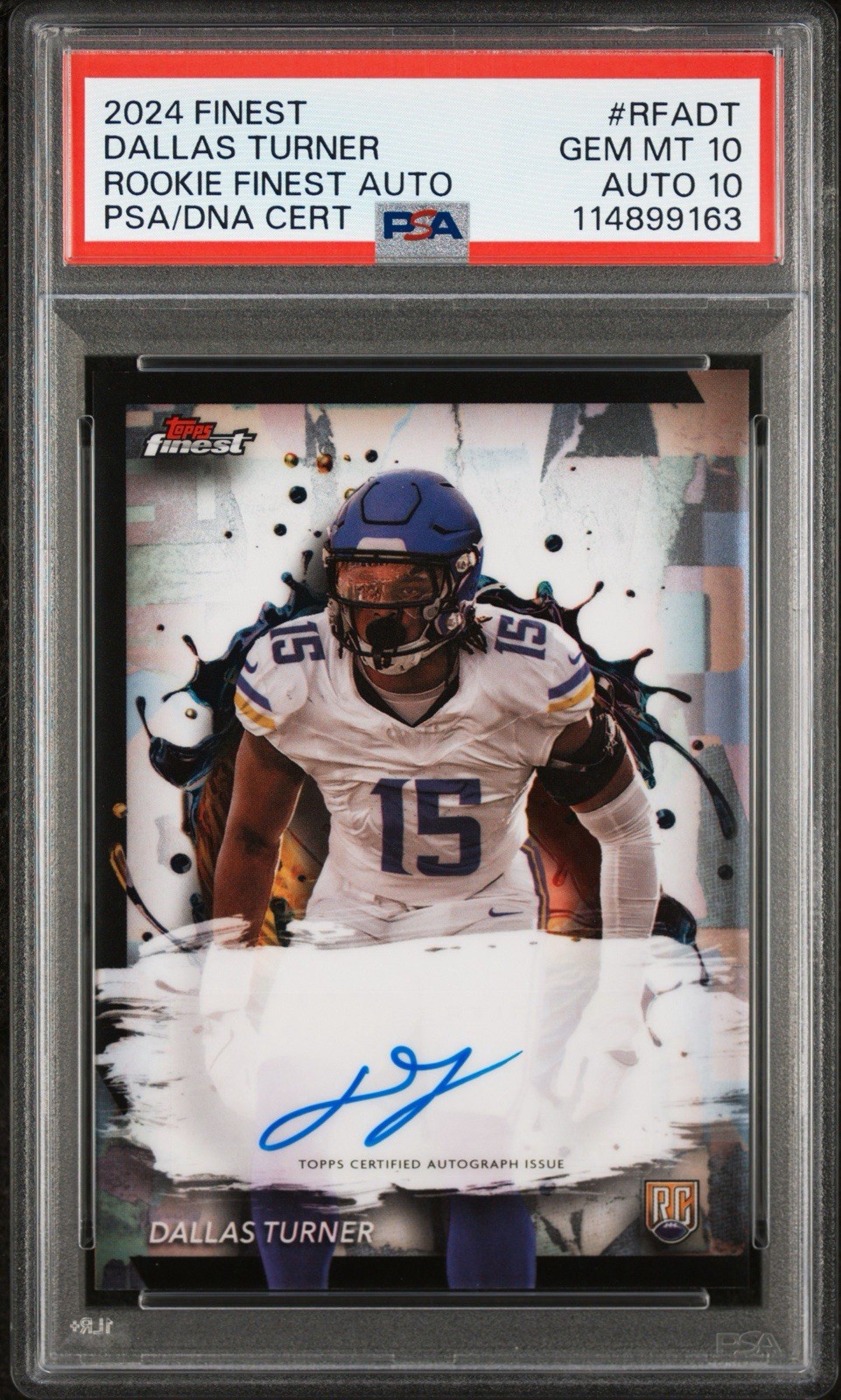 2024 Topps Finest Dallas Turner Rookie Finest Auto PSA 10 Auto 10 Vikings RC