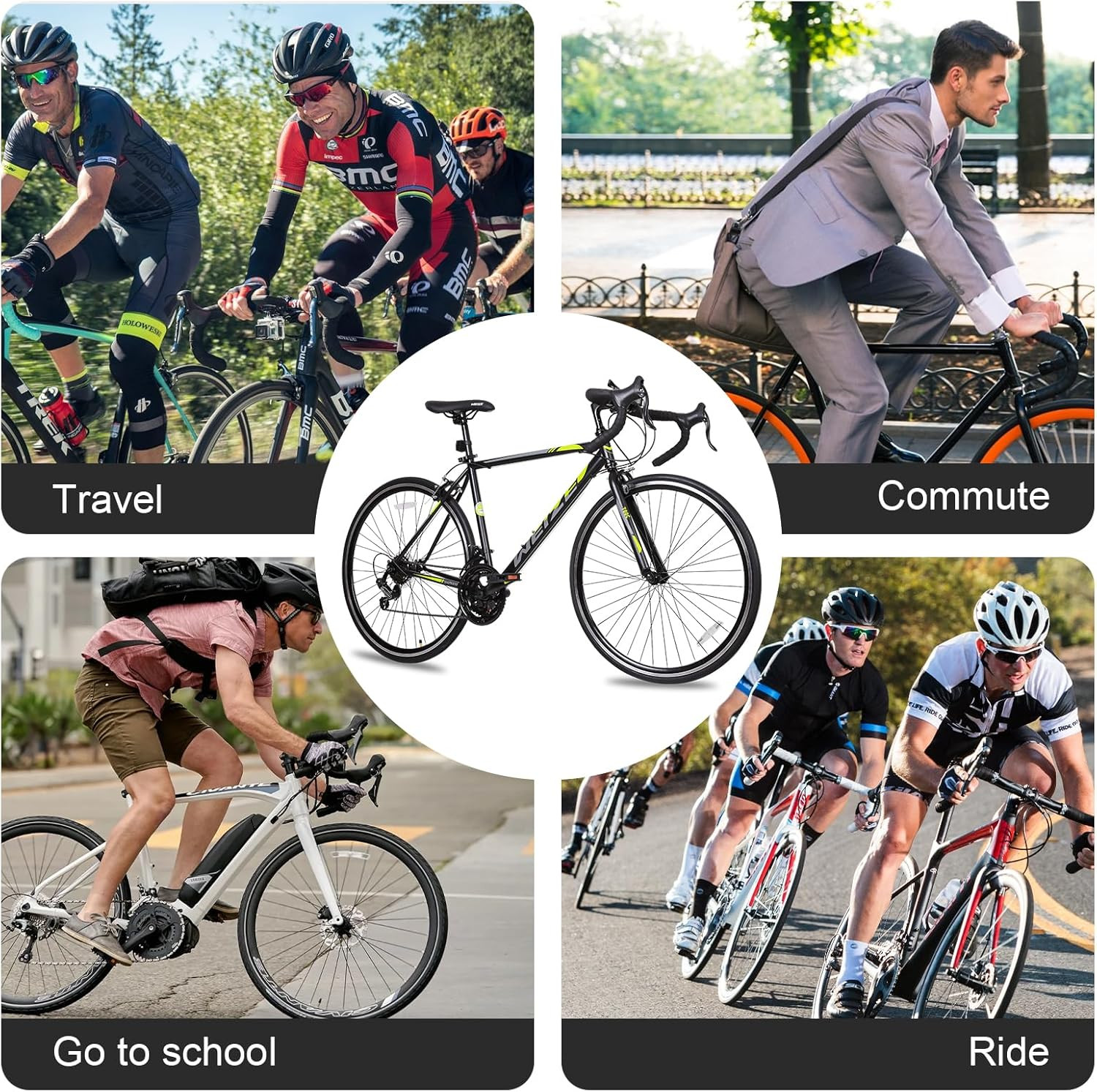 14-Speed Road Bike, 700C City Commuter, High-Carbon Steel, Unisex Design