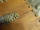 Primitive Antique Pine Wood Storage Box Tack Decorated Sq Nails ~15.5x9x5"  — photo 4