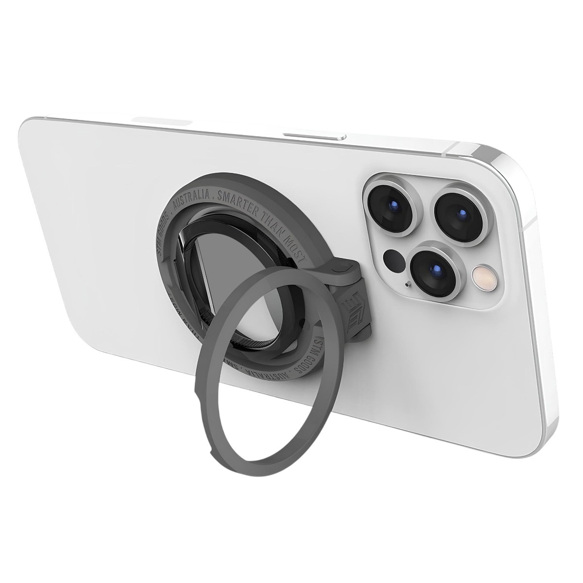Bague pour iPhone ideale pour visionnage video et soirees gris
