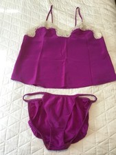 Victoria Secret Gold Label Purple/Pink Cami Set with Lace Detail Size Medium