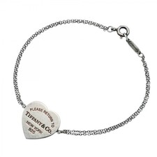 Tiffany & Co. Bracelet, Heart Tag, Double Chain, Sterling Silver 9... GZ...