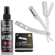 The Shave Factory Straight Edge Razor Kit (Matte/Barber No25 50ml Cologne / 100