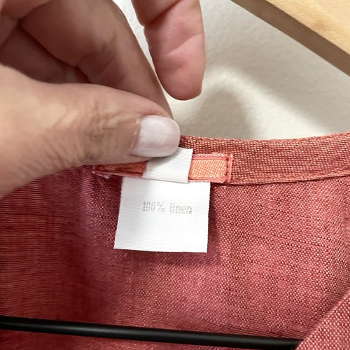 Dosa V-Neck Linen Patch Pocket Top Button Front Terracotta Size Medium - Picture 5 of 11