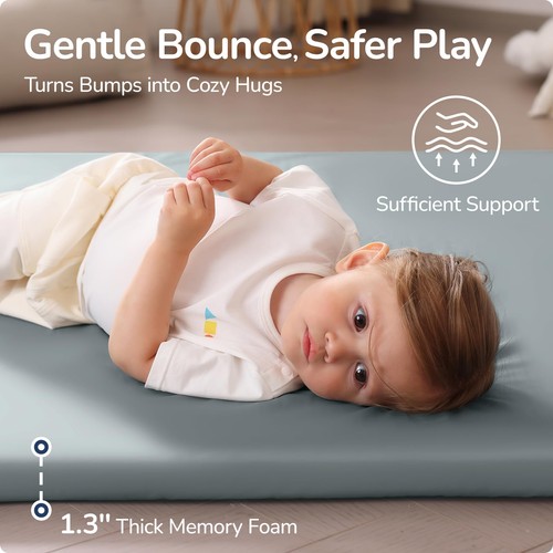 Baby Play Mat Memory Foam, 50''x50'' Leather Playpen Mat for Floor, 1.3" Thic... - Picture 4 of 9