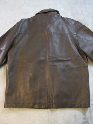 Eddie Bauer giacca pelle cappotto uomo piccolo marrone pelle di agnello bomber cowboy western - Foto 15 di 17