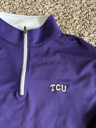 Peter Millar TCU Horned Frogs Summer Comfort Size XL Purple 1/4 Zip Pullover - Picture 5 of 9