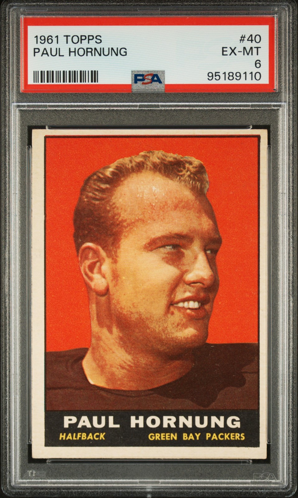 1961 TOPPS #40 PAUL HORNUNG PSA 6