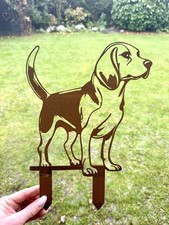 Small Rusty Metal Beagle Dog Garden Sculpture, Ornament, Flat, New Without Tags