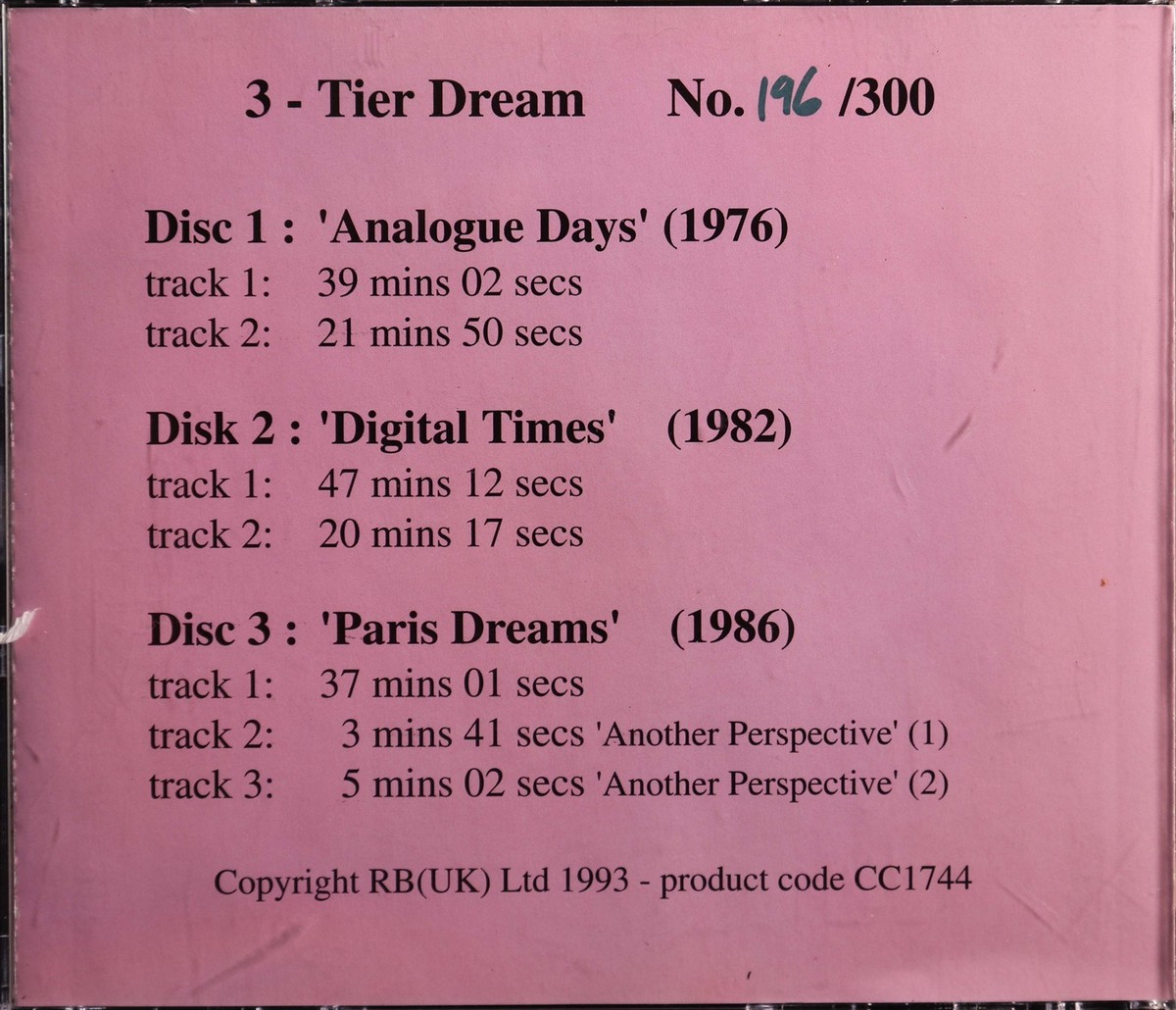 ボブ・ディラン　At The Globe Arena (3CD) Tangerine Dream-3 Tier Dream 3 cds German electronic 300 pressed