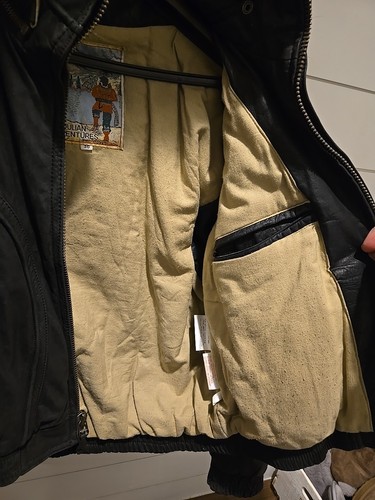 Vintage M. Julian Unisex schwarze Leder Bomberjacke, Small (36), Made In Korea - Bild 21 von 24