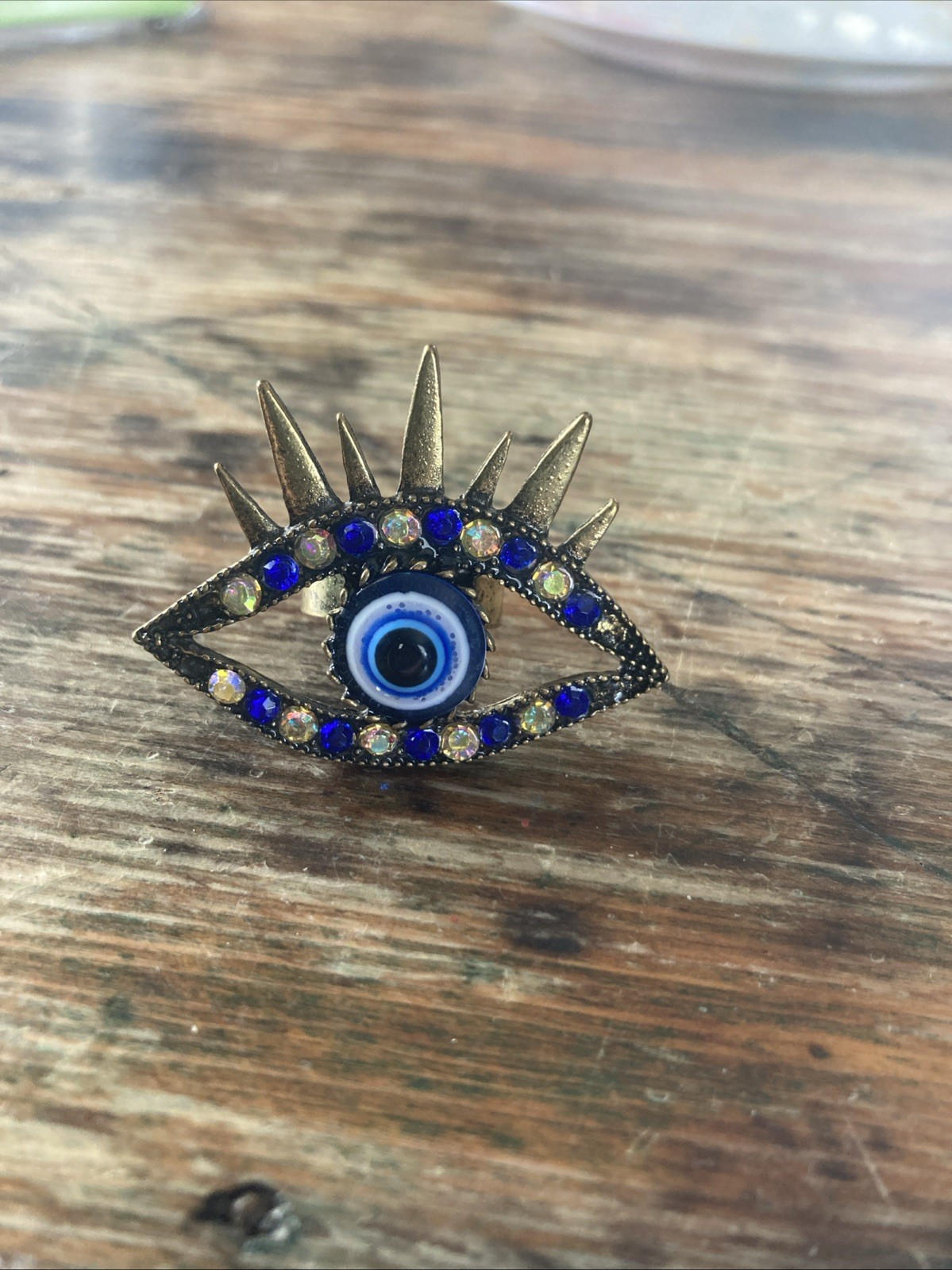 Evil Eye Multistone Adjustable Ring - image 1