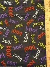 HALLOWEEN Black BOO Cotton FABRIC 44" X 1 yard BTY