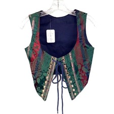 Renaissance Brocade Bodice Reversible Jewel Tone Boned New Approx Sz 6
