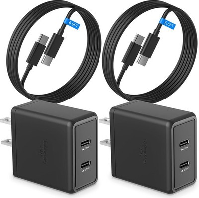 2 Pack 25W Super Fast USB-C Wall Charger for Samsung Galaxy A17 A16 6.6FT Cable