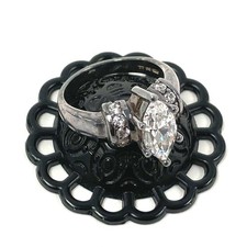 Sterling Silver Marquise Cut Cubic Zirconia Engagement Style Ring, SZ 7 - 5.84g