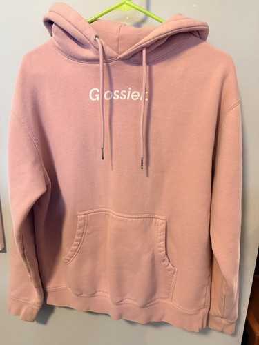 Glossier  Pink Hoodie Pocket Sweatshirt Size Small